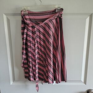 Julie's Closet Asymmetrical Pink and Black Striped Skirt